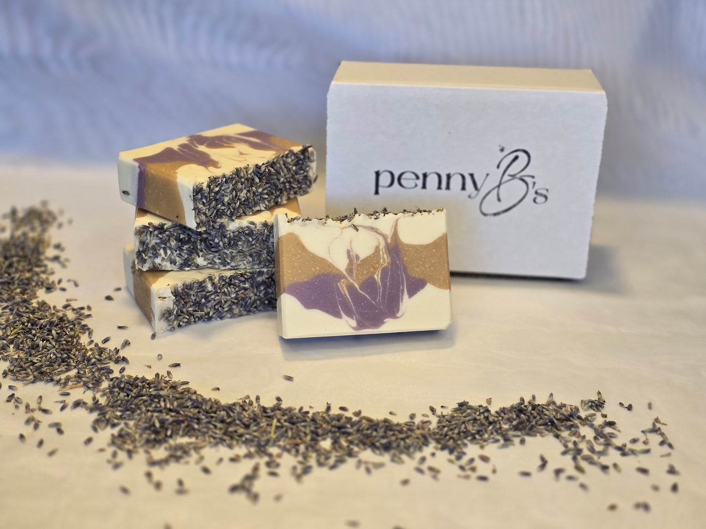 Picture of pennyB's lavender handcrafted honey soap. Lavender